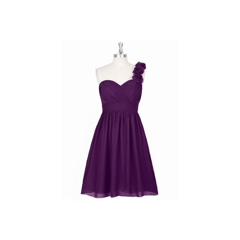 My Stuff, Grape Azazie Alyssa - Strap Detail Sweetheart Chiffon Knee Length Dress - Cheap Gorgeous B