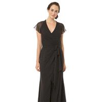 Black Faux Wrap Long Gown by Bari Jay - Color Your Classy Wardrobe