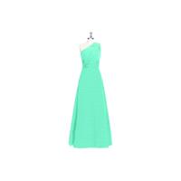 Turquoise Azazie Ashley - Floor Length One Shoulder Strap Detail Chiffon Dress - Charming Bridesmaid