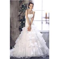 Graceful Princess Strapless Dropped Waist Chapel Train Organza Wedding Dress CWLT13027 - Top Designe
