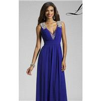 Blue Embellished V Neck Gown by Lara Designs - Color Your Classy Wardrobe