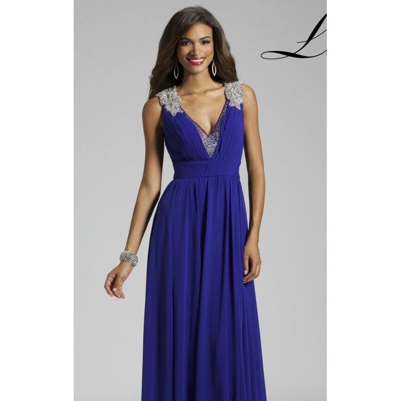 My Stuff, Blue Embellished V Neck Gown by Lara Designs - Color Your Classy Wardrobe