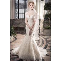 Poppy by Chloe Bridals - Taupe  Ivory  White Lace Illusion back Floor Sweetheart  Illusion Wedding D