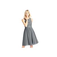 Steel_grey Azazie Victoria - Scoop Illusion Knee Length Chiffon And Lace Dress - Charming Bridesmaid