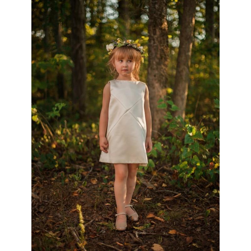 My Stuff, Cross Diagonals Flower Girls Dress in Ivory - Made to Order - Hand-made Beautiful Dresses|