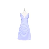 Lavender Azazie Haylee - Knee Length Satin Back Zip V Neck Dress - Charming Bridesmaids Store