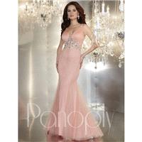 Panoply 44239 Plunging V-Neck Shiny Tulle Over Jersey Trumpet Skirt - Prom Panoply V Neck Long Merma