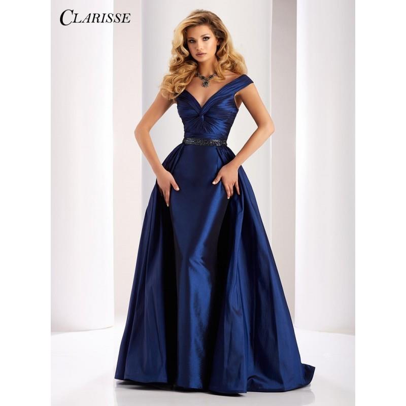 My Stuff, Clarisse 4862 Evening Dress - Long A Line, Trumpet Skirt Prom Off the Shoulder, V Neck Cla