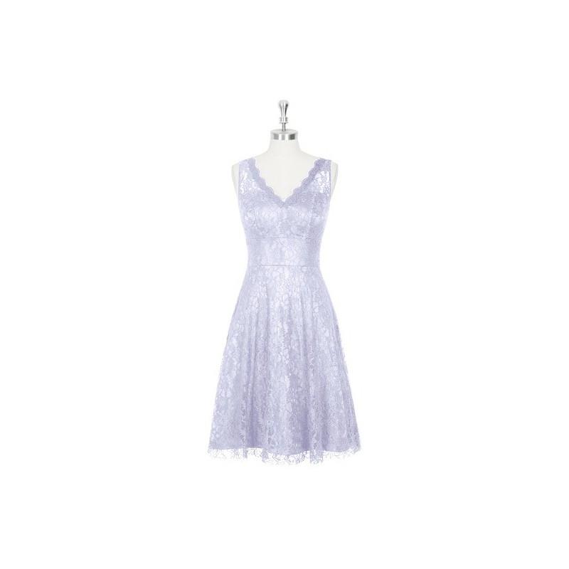 My Stuff, Lavender Azazie Alma - V Neck Lace Knee Length Illusion Dress - Cheap Gorgeous Bridesmaids