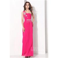 Modest Sheath-Column One Shoulder Floor Length Chiffon Fandango Pink Prom Dress COZF1302F - Top Desi