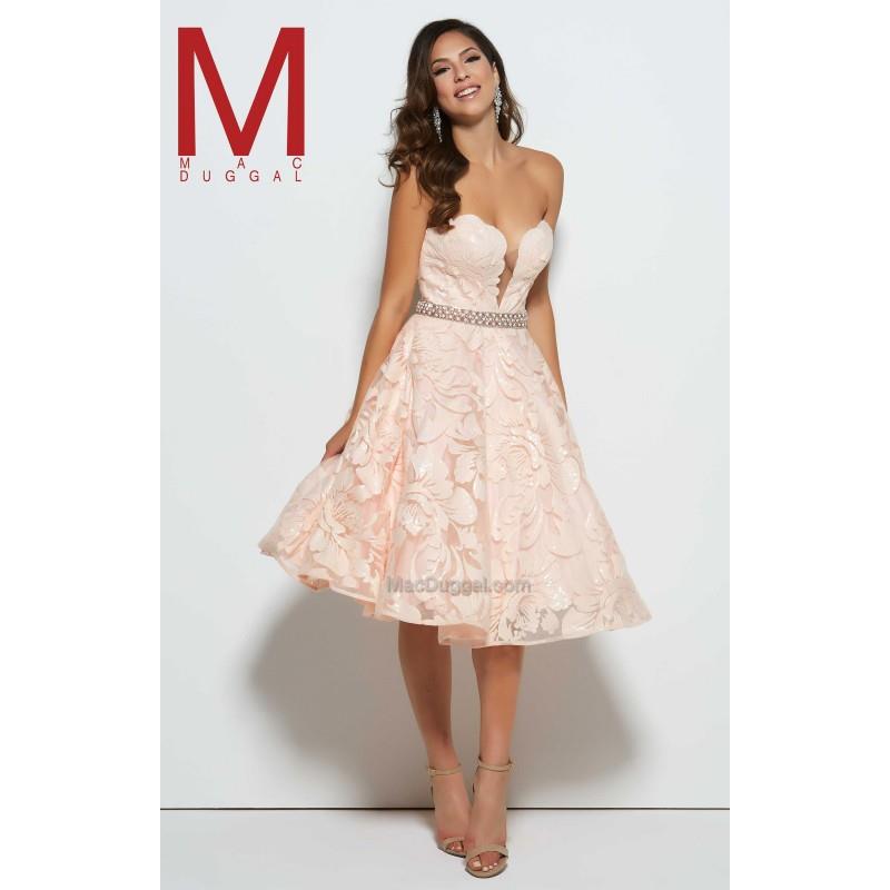 My Stuff, Blush Mac Duggal 80596M - Tea Length Lace Dress - Customize Your Prom Dress