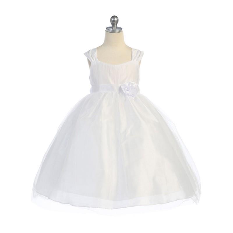 My Stuff, White Empire Waist Tulle Dress w/ Poly Silk Sleeve & Sash Style: DM906 - Charming Wedding