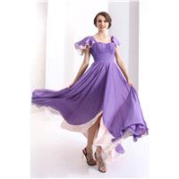 Glamour Sheath-Column Square Floor Length Chiffon Paisley Purple Evening Dress COZH1300A - Top Desig