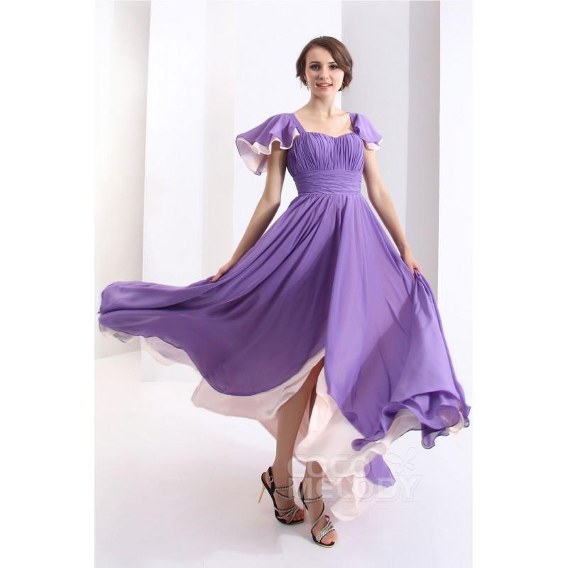My Stuff, Glamour Sheath-Column Square Floor Length Chiffon Paisley Purple Evening Dress COZH1300A -