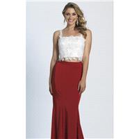 Red/Ivory Two-Tone Gown by Dave and Johnny - Color Your Classy Wardrobe