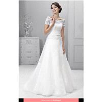 Agnes Fashion Group - 14187 Crystal Collection Floor Length Boat A-line Short sleeve Long - Formal B