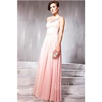 Delicate Sheath-Column One Shoulder Floor Length Chiffon Evening Dress with Draped and Crystals COSF