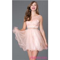Short Sleeveless Peach Homecoming Dress 9151 - Brand Prom Dresses|Beaded Evening Dresses|Unique Dres