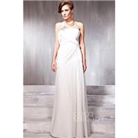 Divine Sheath-Column One Shoulder Floor Length Chiffon Evening Dress with Draped and Crystals COSF14