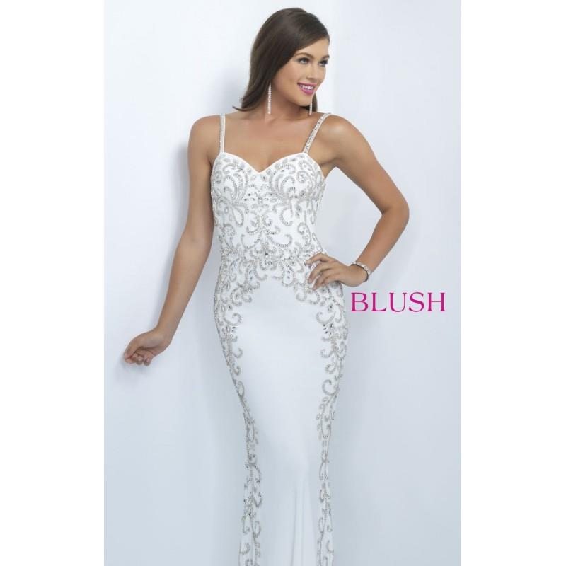 My Stuff, Off White/Silver Beaded Jersey Gown by Blush by Alexia - Color Your Classy Wardrobe
