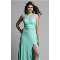 Aqua Beautiful Illusion Neckline Gown by Dave and Johnny - Color Your Classy Wardrobe