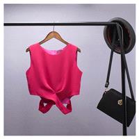 Sexy Hollow Out Slimming Sleeveless Crossed Straps Summer Crop Top Top Sleeveless Top - beenono.com