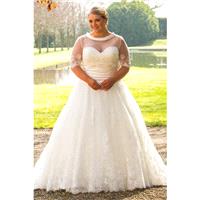 Plus-Size Dresses Style BB17504 by BB+ by Special Day - Ivory  White Lace  Satin  Tulle Cover-up Flo