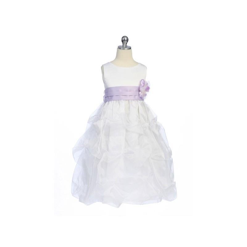 My Stuff, Lilac Flower Girl Dress - Matte Satin Bodice w/ Gathers Style: D2150 - Charming Wedding Pa