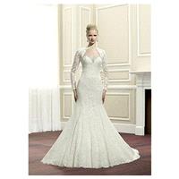 Elegant Tulle & Lace Jewel Neckline Natural Waistline Mermaid Wedding Dress With Detachable Jacket -