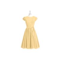 Gold Azazie Ingrid - Knee Length Scoop Chiffon Back Zip Dress - Simple Bridesmaid Dresses & Easy Wed