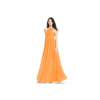 Tangerine Azazie Kailyn - Strap Detail Halter Floor Length Chiffon Dress - Charming Bridesmaids Stor