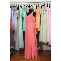 Coral Cheap Bridesmaid Dress, A-line Floor Length Coral Chiffon Bridesmaid Dress - Hand-made Beautif