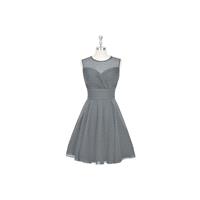 Steel_grey Azazie Scarlett - Illusion Chiffon Scoop Knee Length Dress - Simple Bridesmaid Dresses &