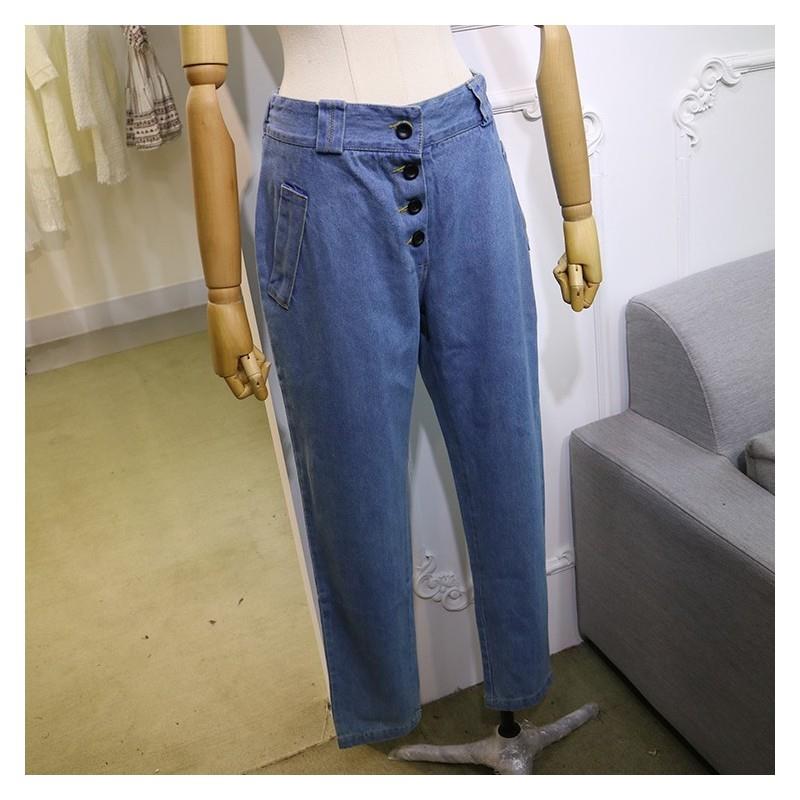 My Stuff, Casual Banded Waist Long Trouser Jeans - Lafannie Fashion Shop