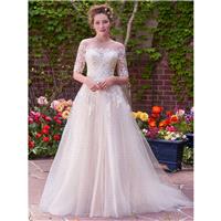 Rebecca Ingram 2017 Yvonne Ivory Outfit Chapel Train Illusion Ball Gown 1/2 Sleeves Appliques Tulle