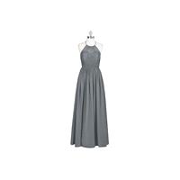 Steel_grey Azazie Harmony - Chiffon Strap Detail Floor Length Halter Dress - Charming Bridesmaids St