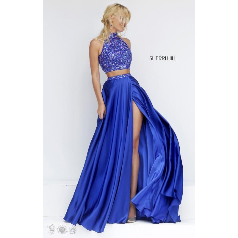 My Stuff, Blush Sherri Hill 11330 - 2-piece Crystals High Slit Dress - Customize Your Prom Dress