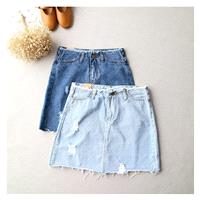 Ripped Buttons Zipper Up Cowboy Summer Edgy Skirt - Discount Fashion in beenono
