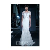 Mark Zunino for Kleinfeld - 2014 - Style 78 Silk Crepe Sheath Wedding Dress with Cut Outs and Short