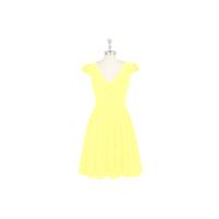 Lemon Azazie Kierra - Knee Length V Neck Back Zip Chiffon Dress - Simple Bridesmaid Dresses & Easy W