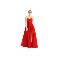 Red Azazie Fiona - Floor Length Sweetheart Chiffon And Charmeuse Back Zip Dress - Charming Bridesmai