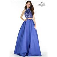 Alyce 6764 Prom Dress - Prom Long Alyce Paris Halter, Illusion, Sweetheart 2 PC, Ball Gown, Crop Top