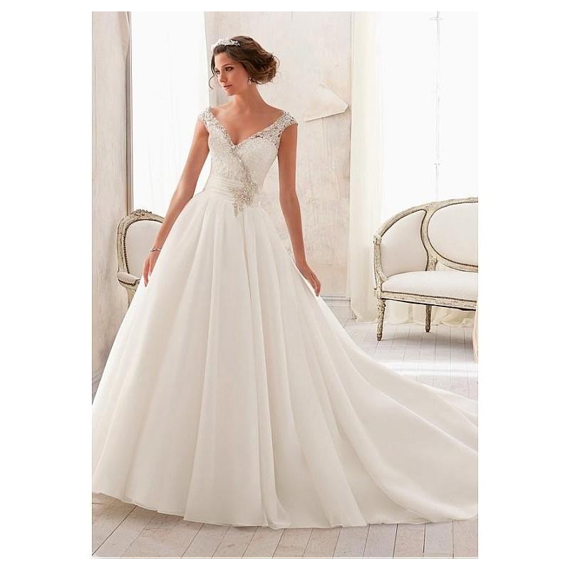 My Stuff, Gorgeous Lace & Organza Satin & Satin V-neck Natural Waistline A-line Wedding Dress - over