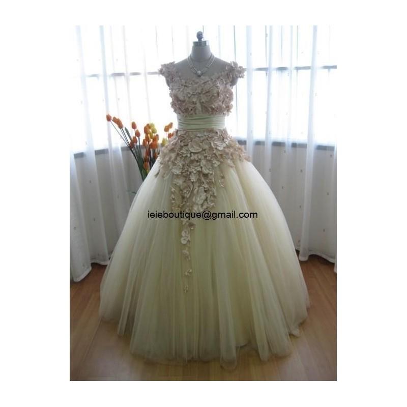 My Stuff, Beautiful Beige Tulle Autumn Fall Wedding Dress CM1005 - Hand-made Beautiful Dresses|Uniqu