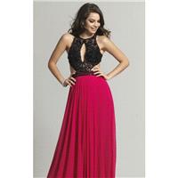 Fuchsia Beaded Side Cutout Gown by Dave and Johnny - Color Your Classy Wardrobe