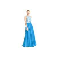 Ocean_blue Azazie Kate - Scoop Back Zip Floor Length Chiffon And Lace Dress - Charming Bridesmaids S