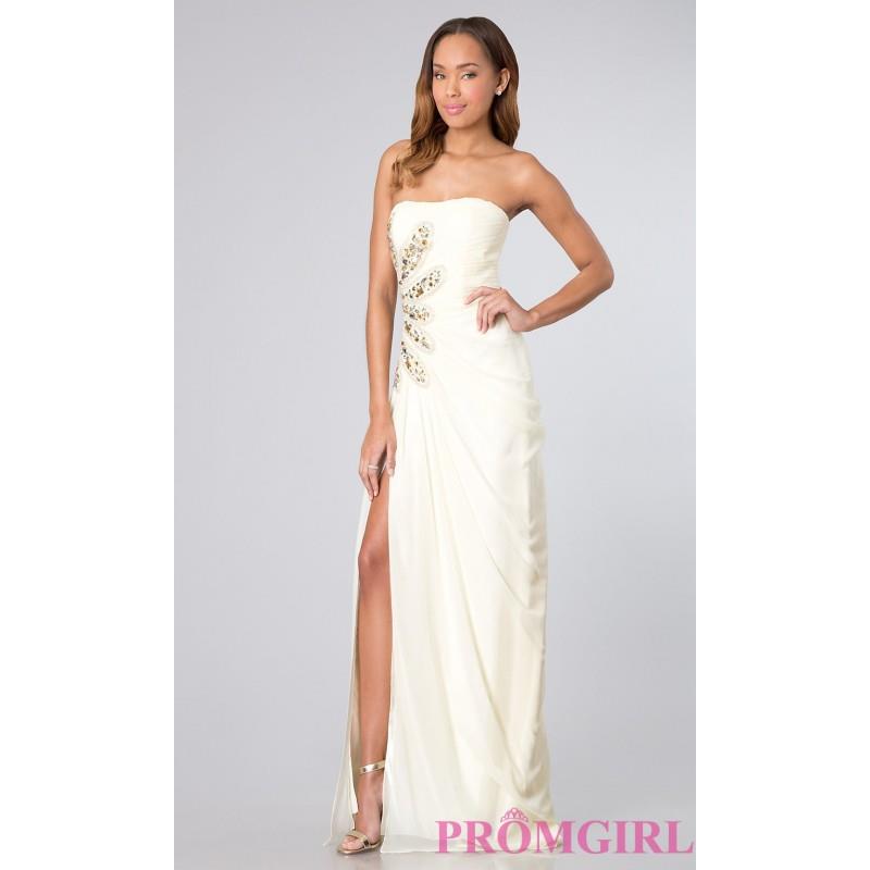 My Stuff, Floor Length Strapless Dress with Side Slit - Brand Prom Dresses|Beaded Evening Dresses|Un