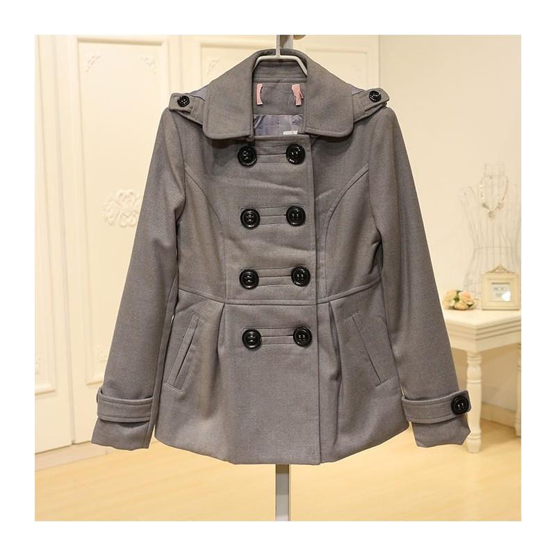 My Stuff, Slimming Polo Collar Double Breasted Coat - Lafannie Fashion Shop