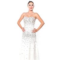 Ivory Beaded Strapless Gown by Atria - Color Your Classy Wardrobe