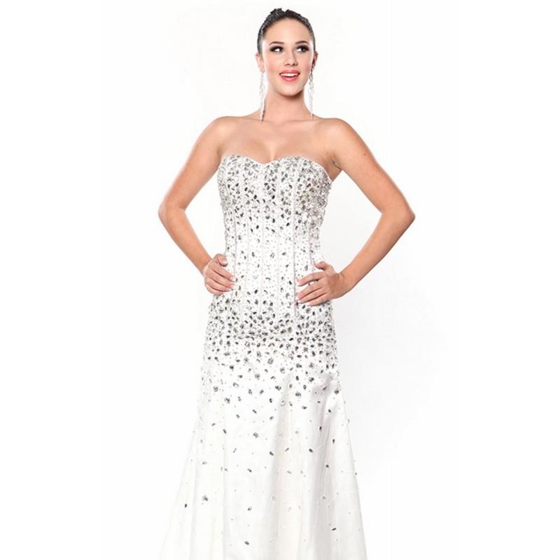 My Stuff, Ivory Beaded Strapless Gown by Atria - Color Your Classy Wardrobe